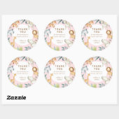 Meisje safari dieren boho bohemian baby shower ronde sticker (Vel)