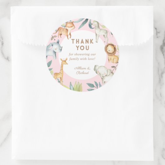 Meisje safari dieren boho bohemian baby shower ronde sticker (Tas)