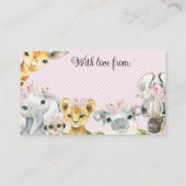Meisje Safari Display Baby shower Visitekaartje (Achterkant)