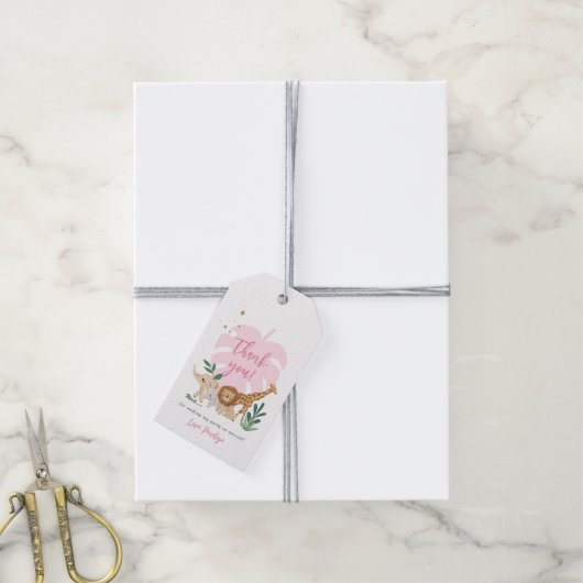 Meisje Safari Verjaardagsfeestje Dank u Cadeau Lab Cadeaulabel (Met Touw)