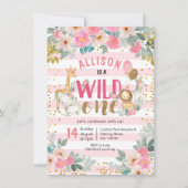 Meisje safari wild een verjaardag uitnodiging (Voorkant)