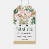 Meisje Safari Wilde Dieren Rijden Door Baby shower Cadeaulabel (Voorkant)
