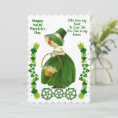 meisje Saint Patrick's Day Green Shamrocks Feestdagenkaart (Staand voorkant)