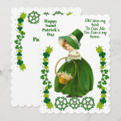 meisje Saint Patrick's Day Green Shamrocks Feestdagenkaart (Voorkant / Achterkant)