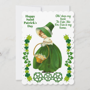 meisje Saint Patrick's Day Green Shamrocks Feestdagenkaart