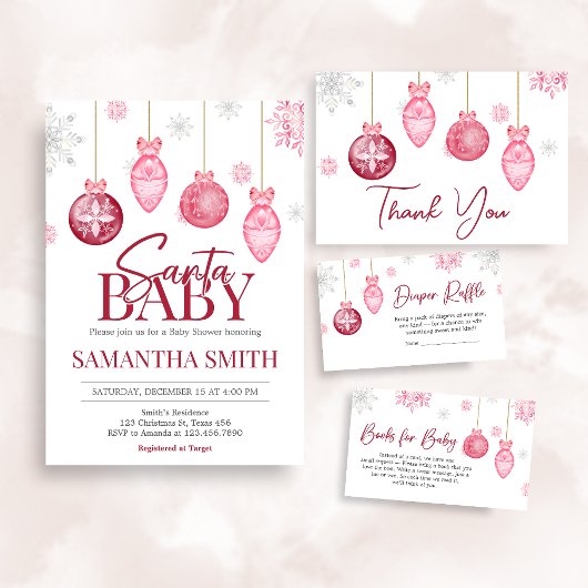 Meisje Santa Baby kerst Baby shower Kaart