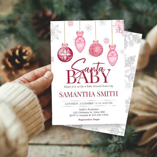 Meisje Santa Baby kerst Baby shower Kaart