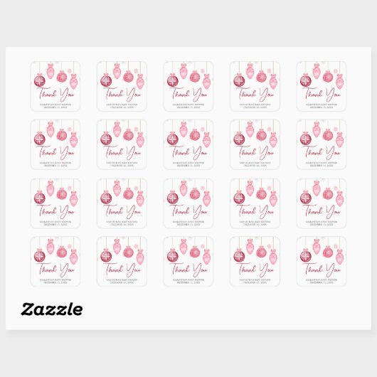 Meisje Santa Baby kerst Baby shower Vierkante Sticker (Vel)