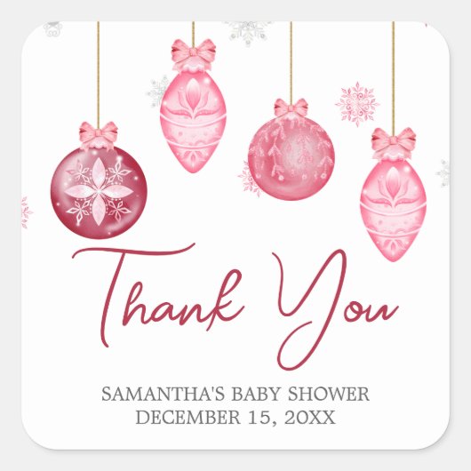 Meisje Santa Baby kerst Baby shower Vierkante Sticker (Voorkant)