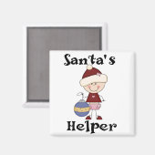 Meisje Santa's Helper T-shirts en geschenken Magneet (Voorkant / Achterkant)