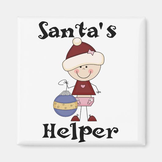 Meisje Santa's Helper T-shirts en geschenken Magneet (Voorkant)