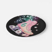 Meisje Schaats Party Black Neon Verjaardag Papieren Bordje (Gekanteld)