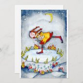Meisje schaatsen feestdagenkaart (Voorkant / Achterkant)