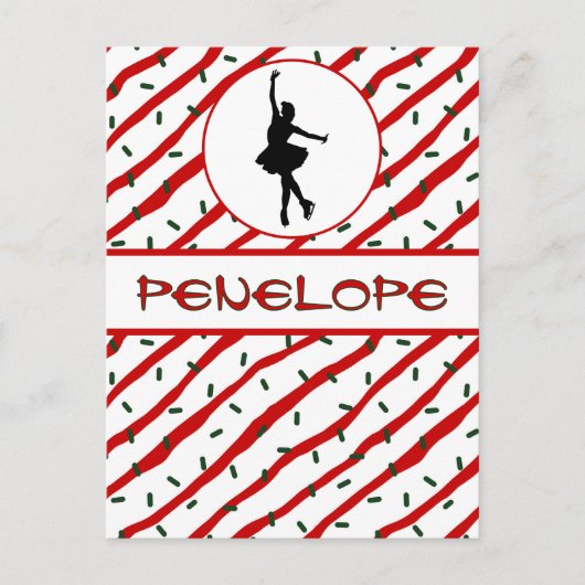 Meisje Schaatsen Kerstmis Sprinkle gepersonaliseer Briefkaart (Voorkant)