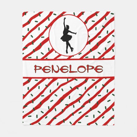 Meisje Schaatsen Kerstmis Sprinkle gepersonaliseer Fleece Deken (Voorkant)