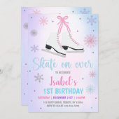 Meisje schaatsen verjaardag kaart (Voorkant / Achterkant)