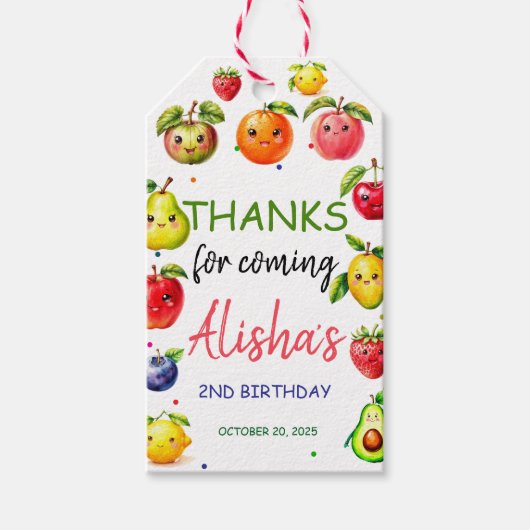 Meisje Schattig Fruit Verjaardag Cadeaulabel (Voorkant)