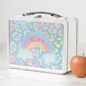 Meisje Schattig Regenboog Kinder Terug naar school (In situ)