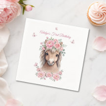 Meisje Schattig Roze Bloemenkleed Paard Eerste Ver