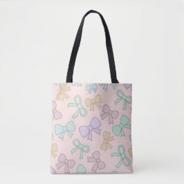 Meisje Schattig Strik Pastel Roze Tote Bag