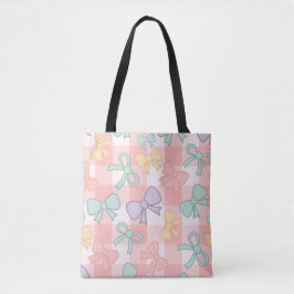 Meisje Schattig Strik Pastel Roze Tote Bag