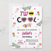 meisje schattig zomer lief twee cool 2e verjaardag kaart (Voorkant)