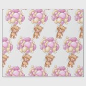 Meisje Schattige Beren ballon inpakpapier (Vlak)