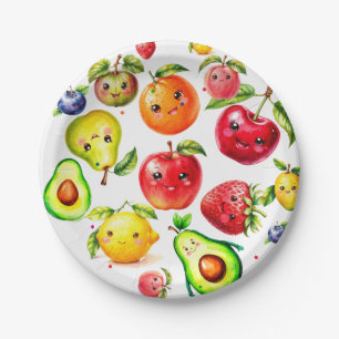 Meisje Schattige Fruit Verjaardag Papieren Bordje