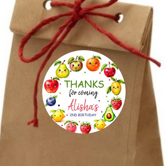 Meisje Schattige Fruit Verjaardag Ronde Sticker