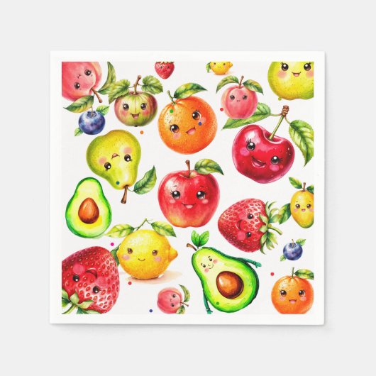 Meisje Schattige Fruit Verjaardag Servet (Voorkant)