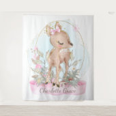 Meisje Schattige Little Deer Baby shower Achtergro Wandkleed (Voorkant)
