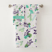 Meisje Schattige Paddenstoelen en Tuin Custom Name Bad Handdoek (Insitu)