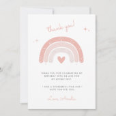 Meisje Schattige Roze Regenboog Waterverf Verjaard Bedankkaart (Voorkant)