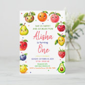 Meisje Schattigee Fruit Verjaardagsuitnodiging, Zo Kaart (Staand voorkant)