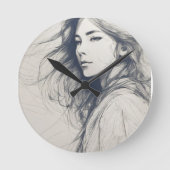 meisje schets muur klok (Voorkant)