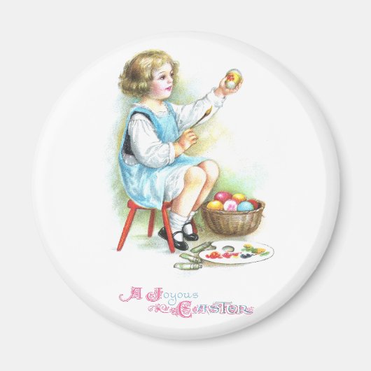 Meisje schilderij eieren Pasen Magneet (Voorkant)