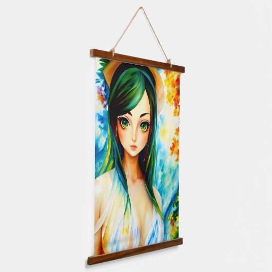 meisje schilderij hangend wandkleed (Gebogen)