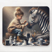 Meisje schilderij strepen op een Zebra Muismat (Voorkant)