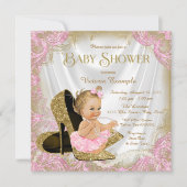 Meisje Schoen Roze Goud Glitter Parel Baby shower Kaart (Voorkant)