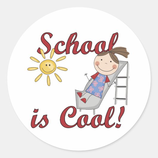 Meisje School is Cool Tshirts en geschenken Ronde Sticker (Voorkant)