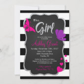 Meisje schoolbord vlinder Baby shower uitnodiging (Voorkant)