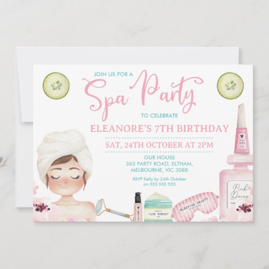 Meisje Schoonheidsproducten Spa Party Verjaardagsu Kaart (Voorkant)