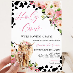 Meisje Schotse Hoogland Koe Baby Shower Kaart