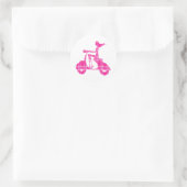 meisje scooter roze wit gingham ronde sticker (Tas)