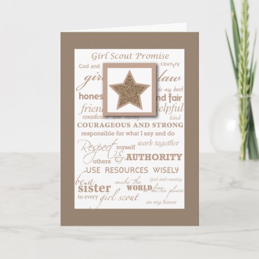 Meisje Scout Bronze Award Gefeliciteerd met Star Kaart (Voorkant)