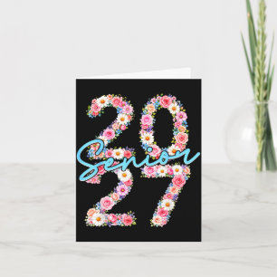 Meisje senior 2027 klas van 2027 bloem bloem kaart