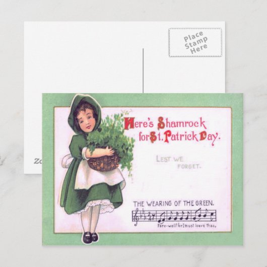 Meisje Shamrock Dragen van The Green Briefkaart (Voorkant / Achterkant)