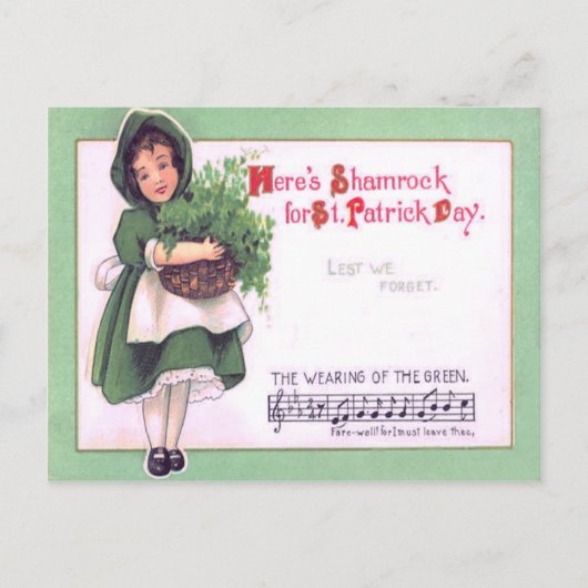 Meisje Shamrock Dragen van The Green Briefkaart (Voorkant)