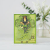 meisje Shamrock Ireland St Patrick's Day Auto Briefkaart (Staand voorkant)