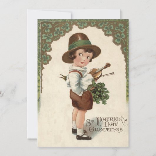 Meisje Shamrock Viool St. Patrick's Dag Kaart (Voorkant)